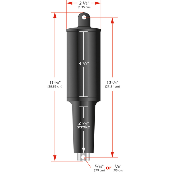 Lenco Marine 101XD Extreme Duty Actuator - 12V - 2-1/4" Stroke - 5/16" Hardware 15055-001